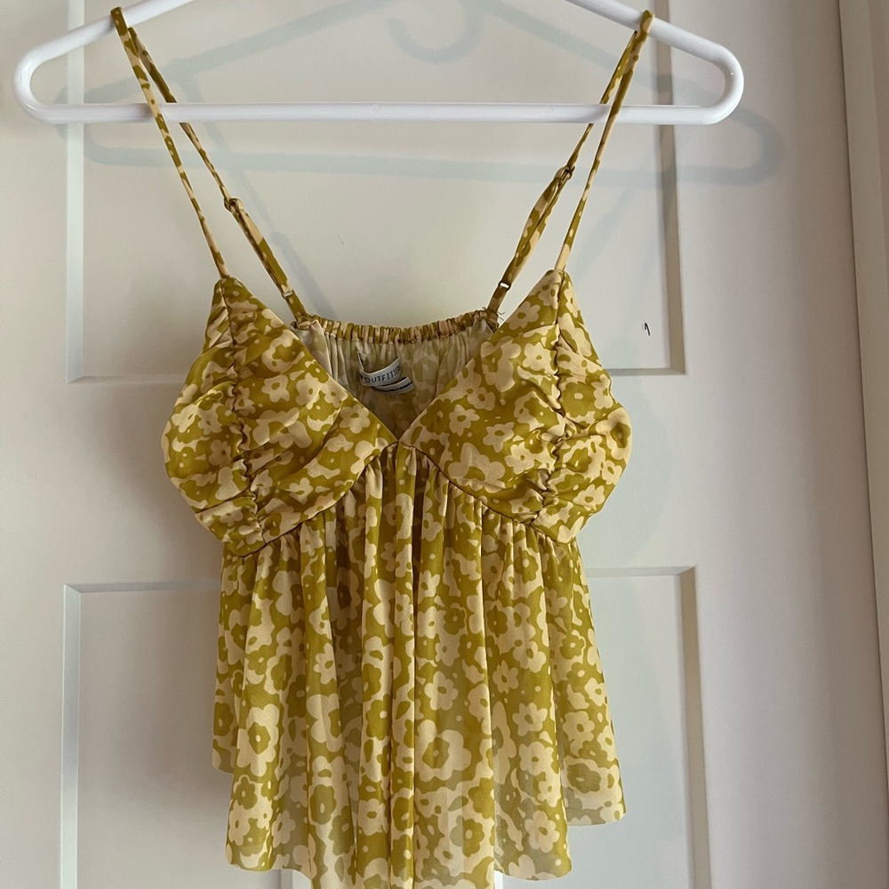 Floral Yellow Spaghetti Strap Top
